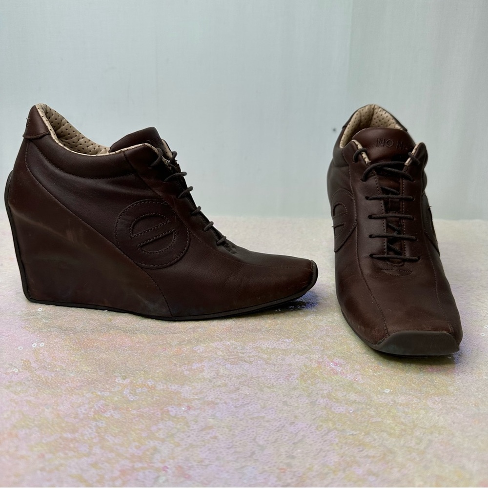 No Name ❤️ Brown leather platform lace up shoes Sz 8